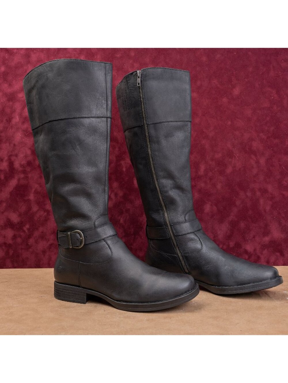 Born Women Braydon II Black Leather Zip Wide Calf Riding Equestrian Boots sz 11